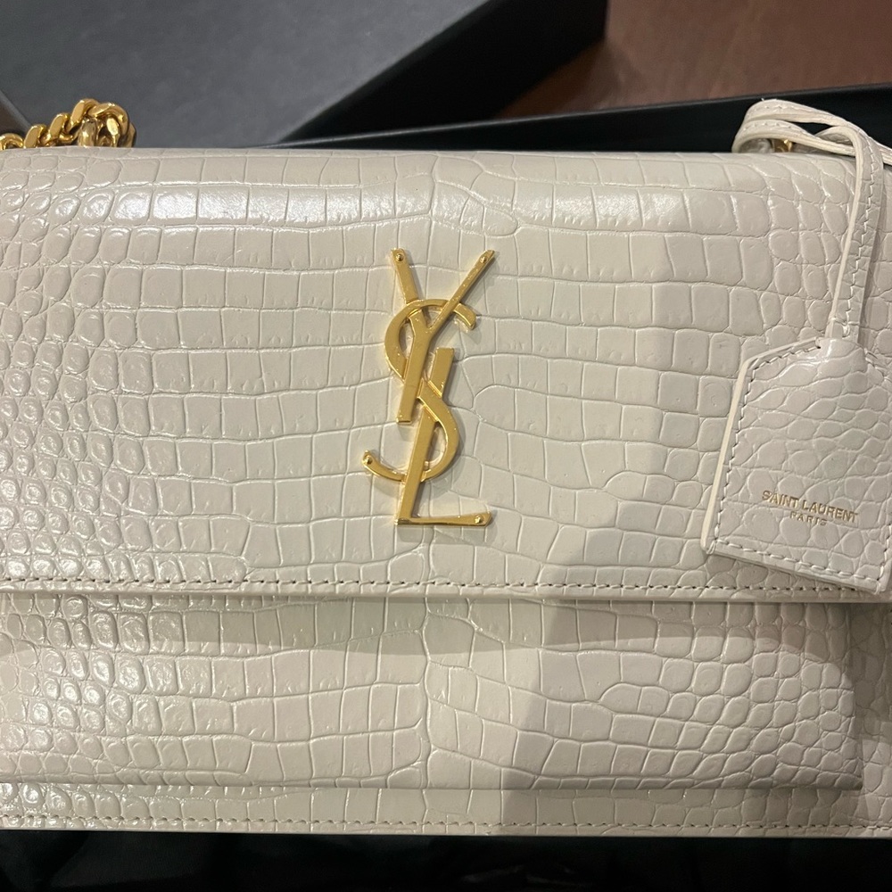 SUNSET MEDIUM IN CROCODILE-EMBOSSED LEATHER